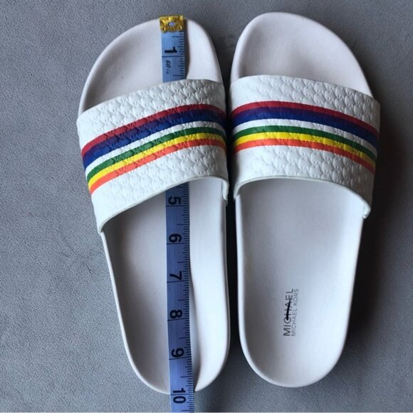 Michael Kors ~ Rainbow Leather Slides ~ Womens Size 7 - Picture 8 of 10